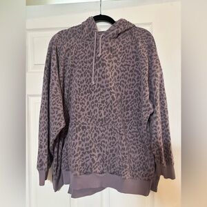 American Eagle Leopard Print Hooded Sweatshirt Large
